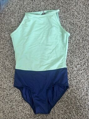 Mint and Navy Colorblock One-Piece Dance Leotard
